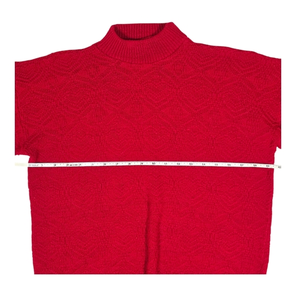 VINTAGE AMERICAN PRIDE Textured Heart Knit Mock Neck Sweater | L | Made In USA - Picture 7 of 12
